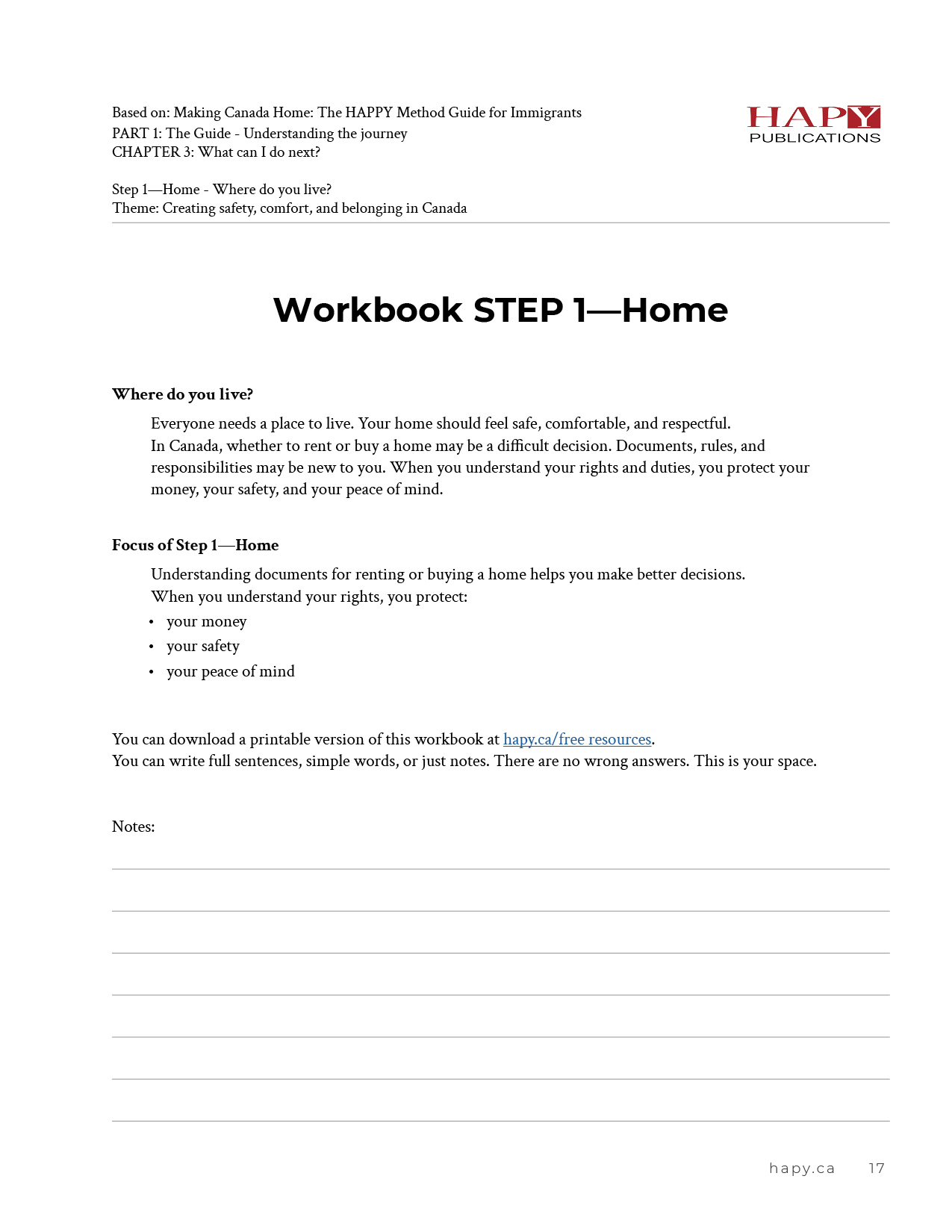 Free download Step 1 Home_Workbook (8.5x11) Making Canada Home